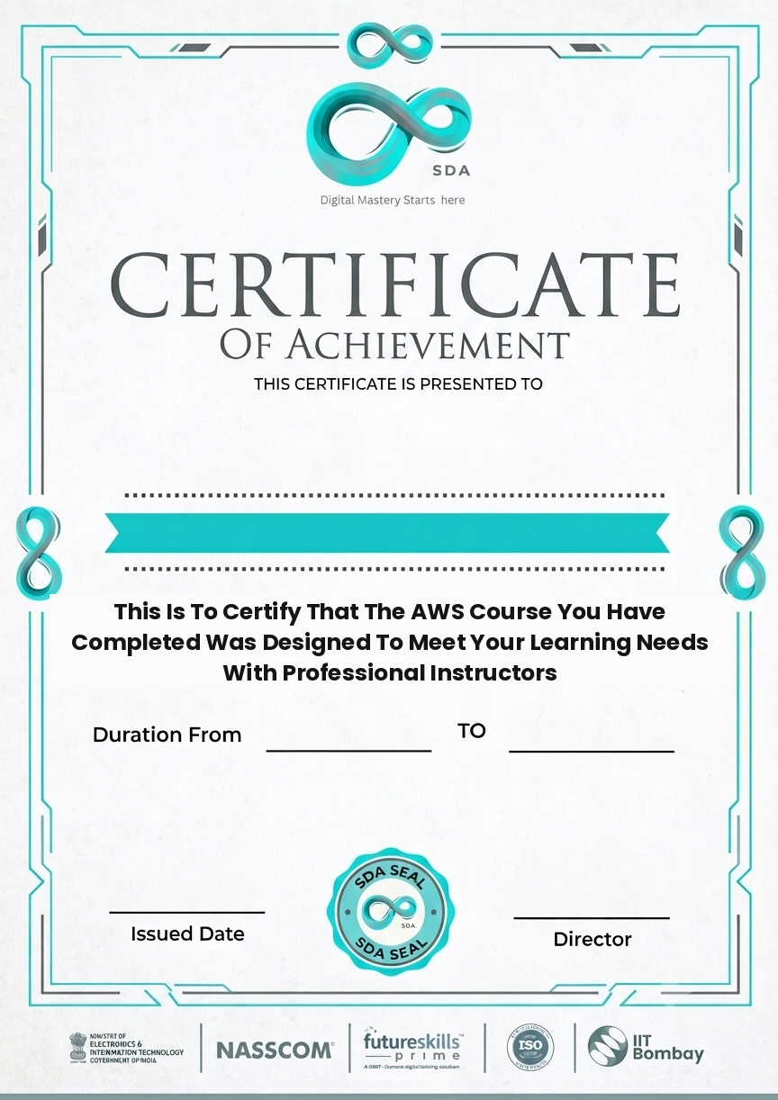 SDA AWS Course Certificate of Achievement