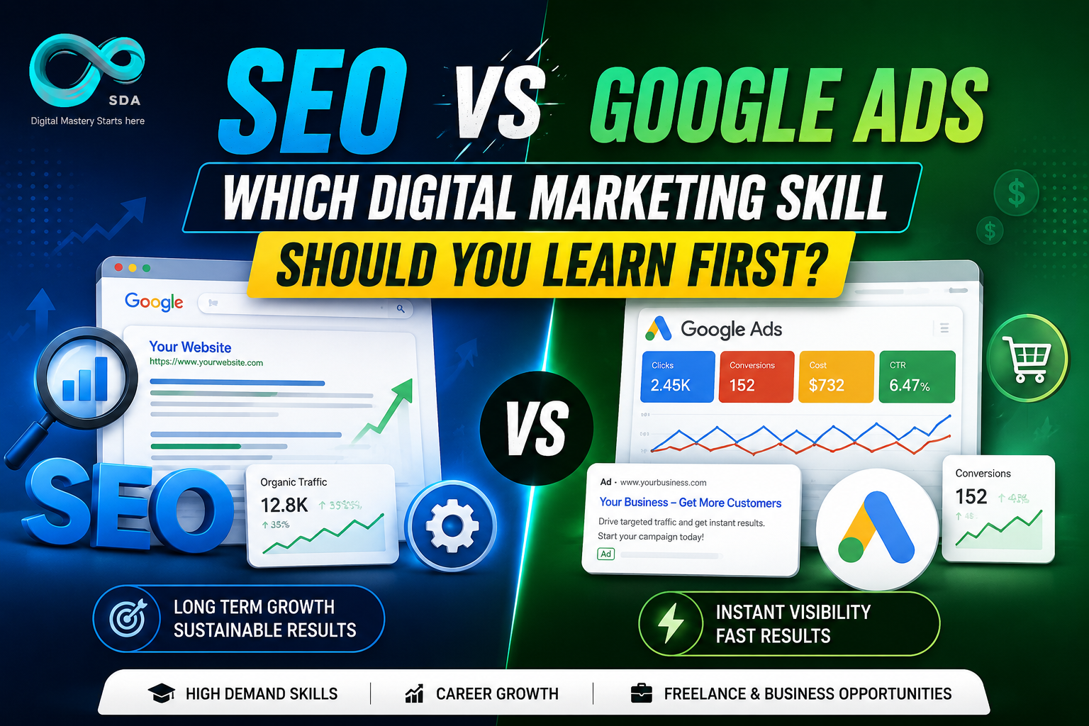 SEO vs Google Ads: Which Digital Marketing Skill Should You Learn First?